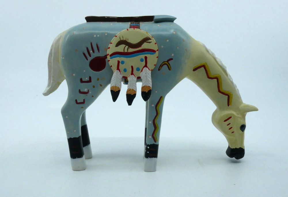 Robert Shields Story Teller Painted Horse Figure 4" Tall Dreamcatcher Arrow
